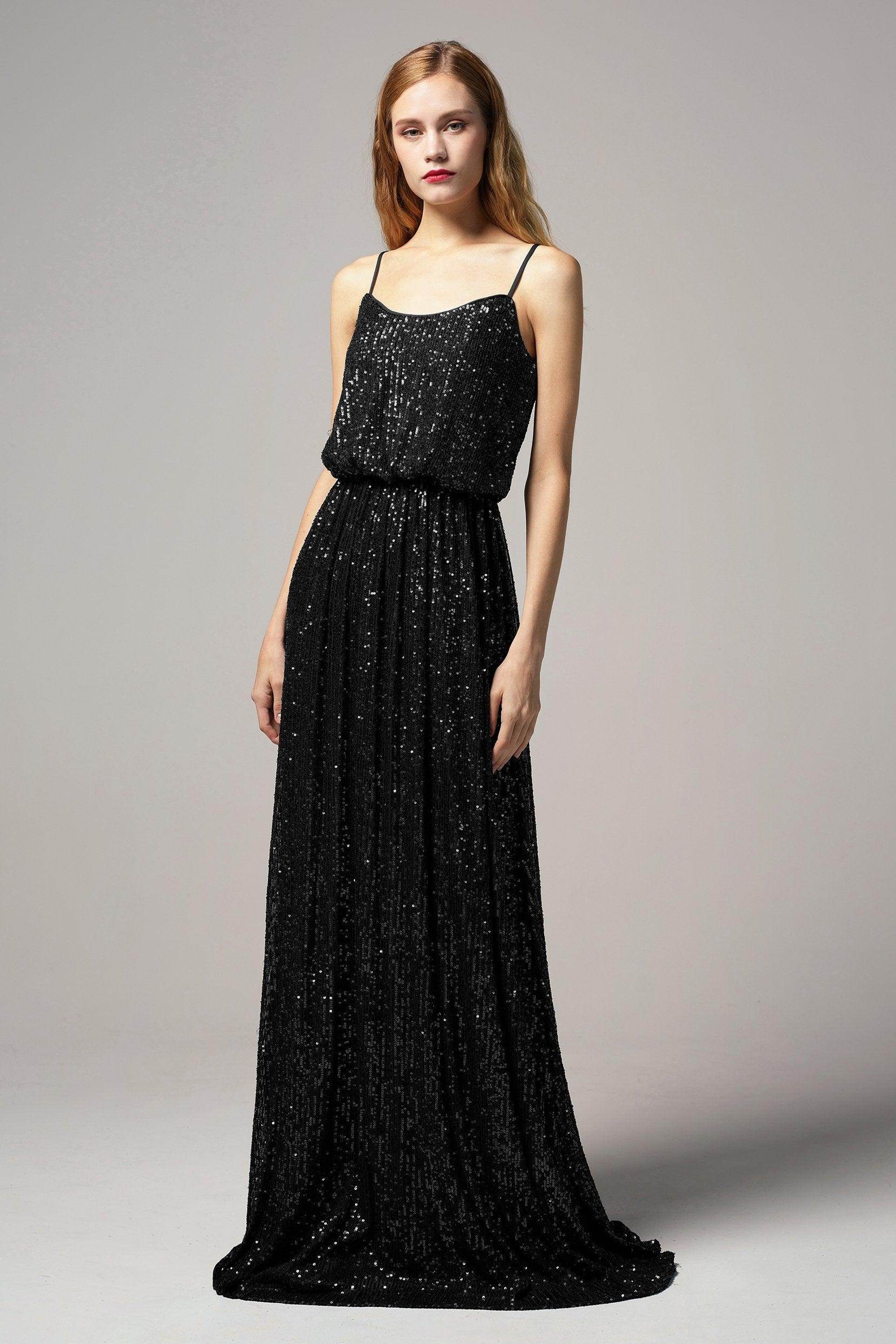 A-Line Floor Length Sequined Dress CB0407 - COCOMELODY